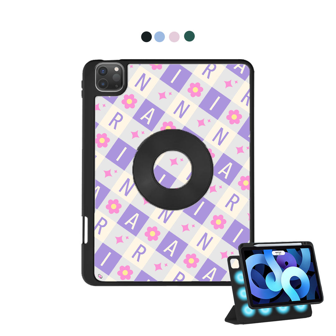 iPad Detachable Flip Cover - Flower Grid Monogram 3.0