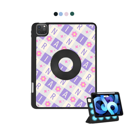 iPad Detachable Flip Cover - Flower Grid Monogram 3.0