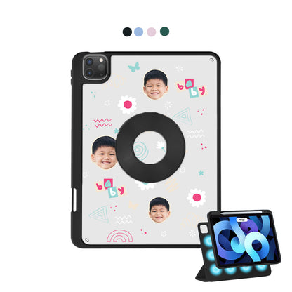 iPad Detachable Flip Cover - Face Grid Abstract