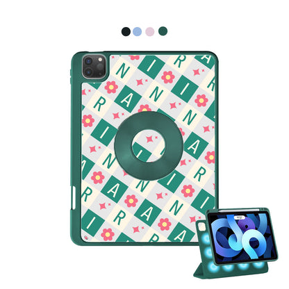 iPad Detachable Flip Cover - Flower Grid Monogram 4.0