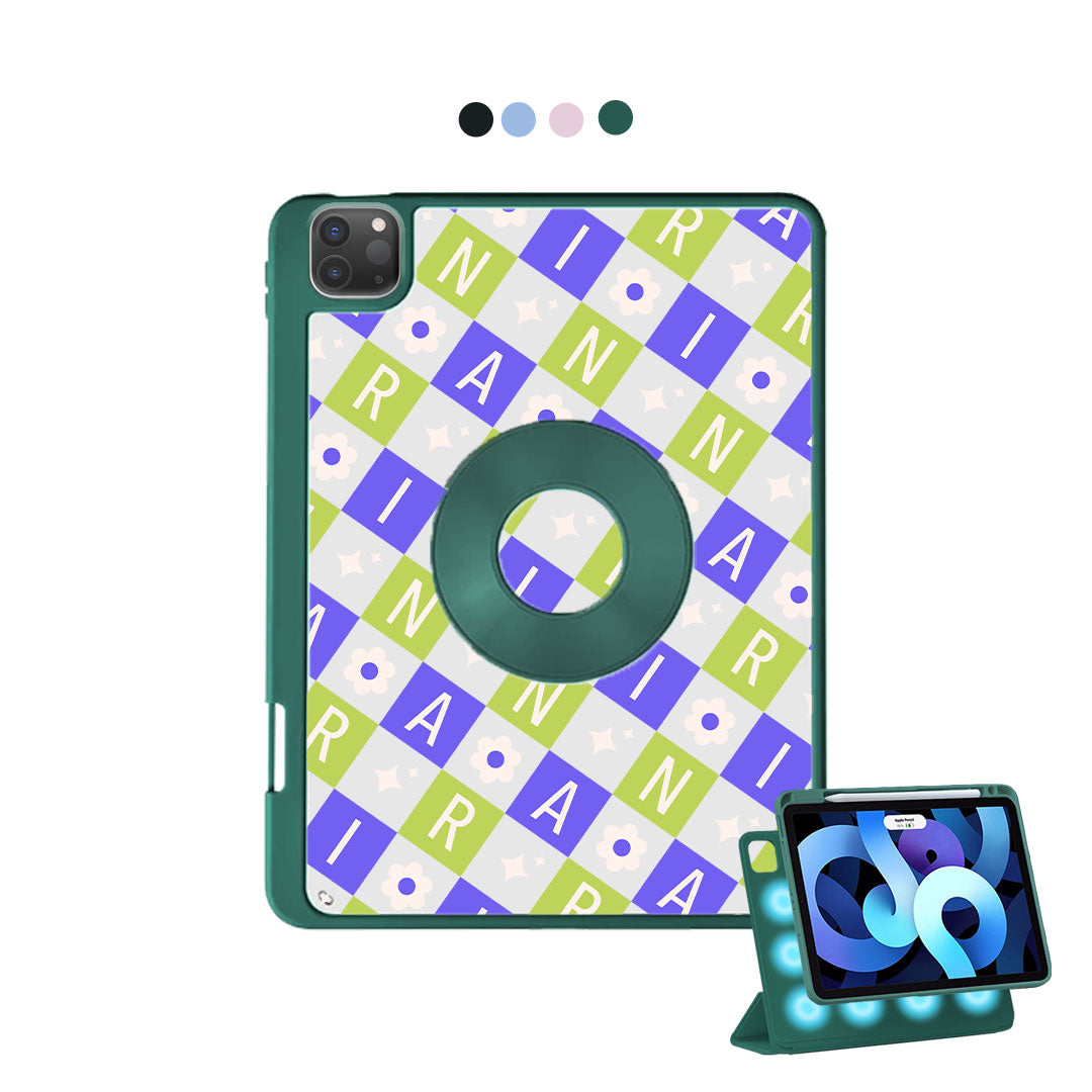 iPad Detachable Flip Cover - Flower Grid Monogram 5.0