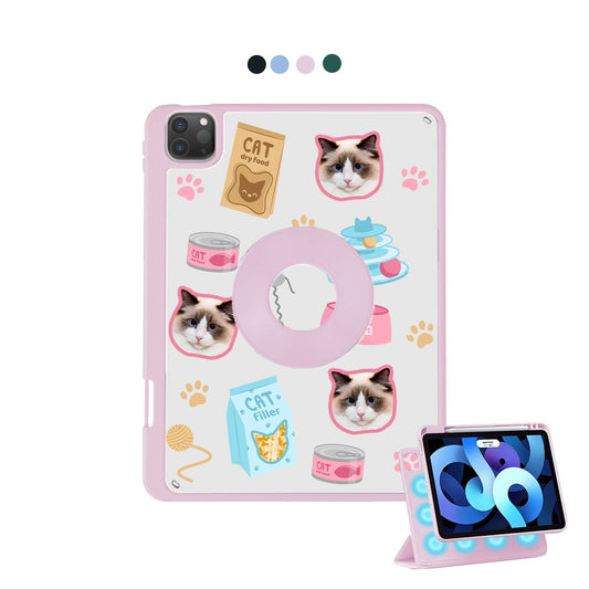 iPad Detachable Flip Cover - Pet Grid Kitty Playtime