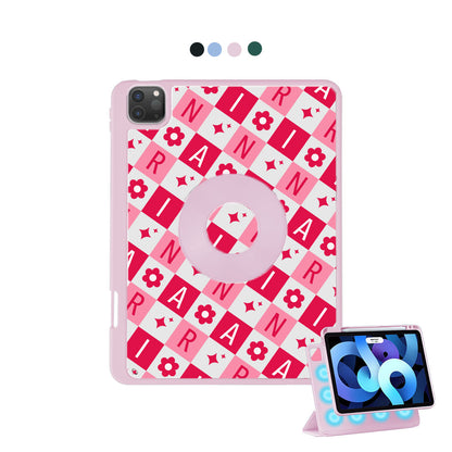 iPad Detachable Flip Cover - Flower Grid Monogram 1.0