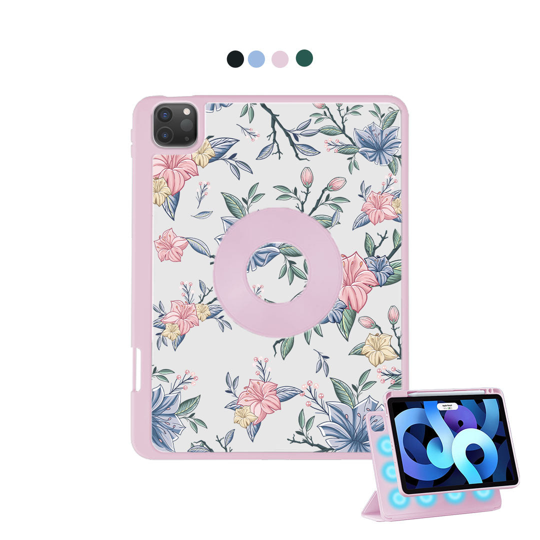 iPad Detachable Flip Cover - Pink & Blue Florals