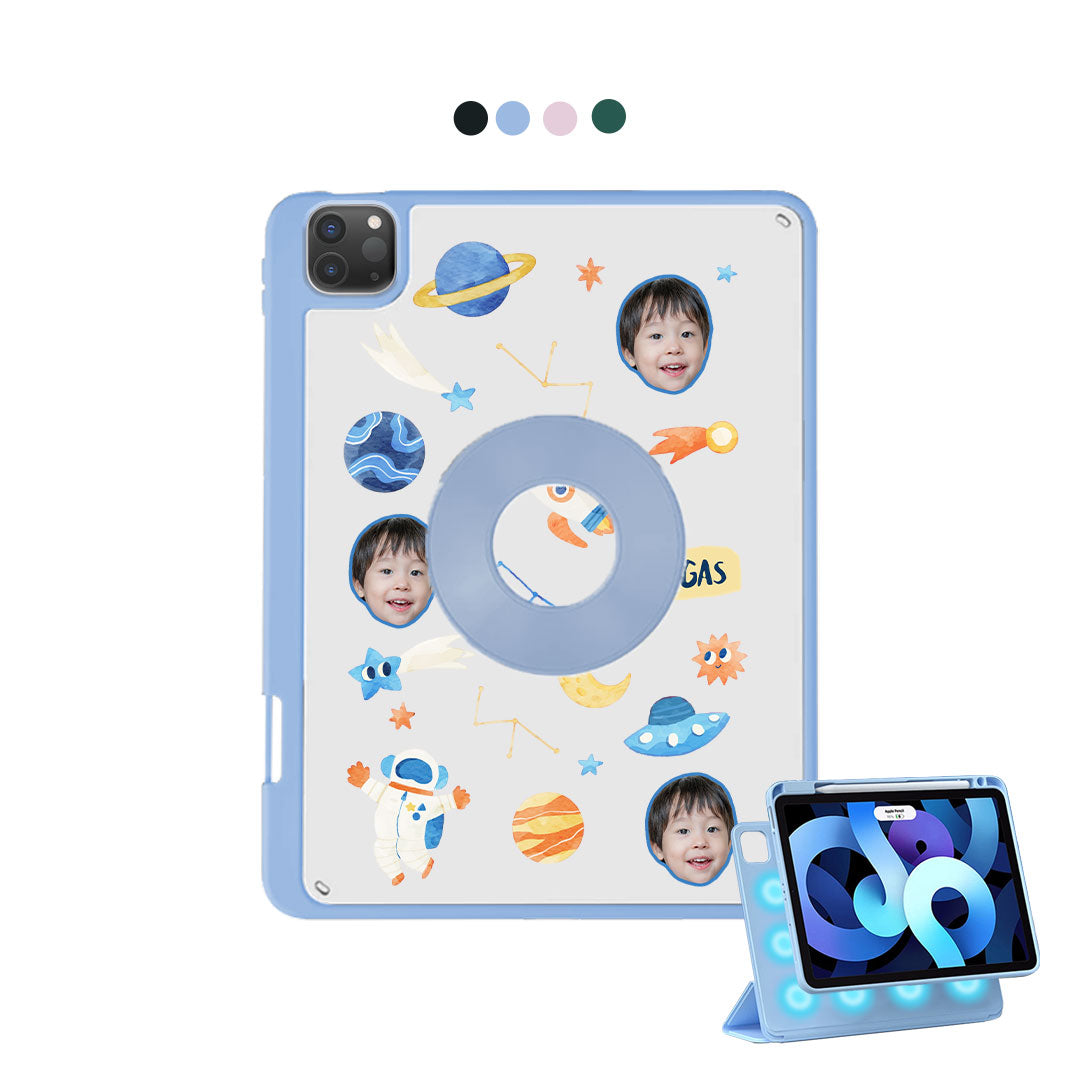 iPad Detachable Flip Cover - Face Grid Astronaut