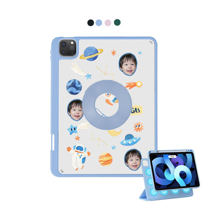 iPad Detachable Flip Cover - Face Grid Astronaut