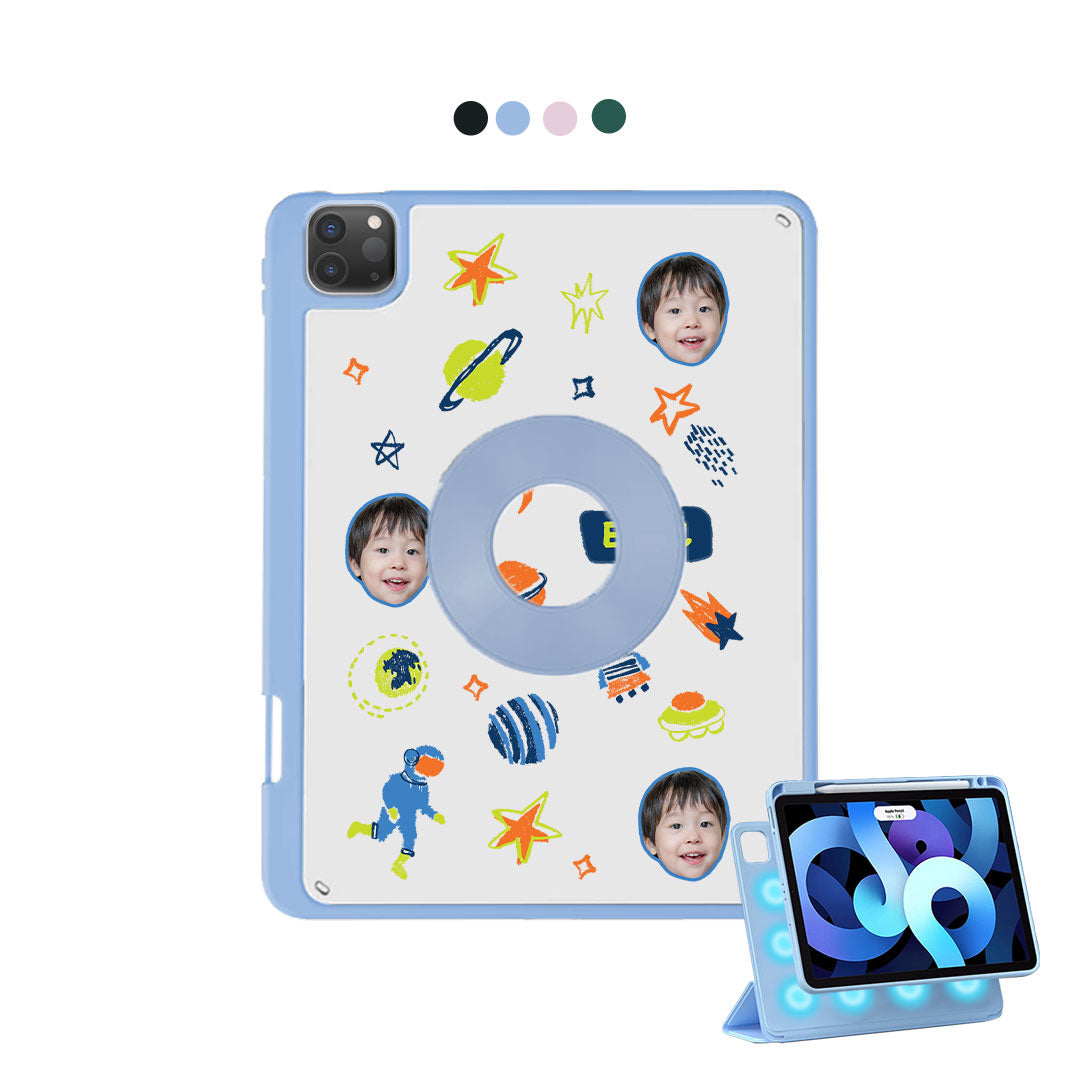 iPad Detachable Flip Cover - Face Grid Galaxy