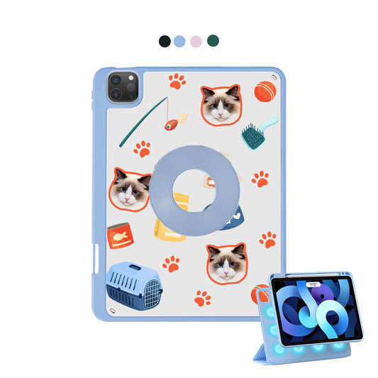 iPad Detachable Flip Cover - Pet Grid Kitty Adventures