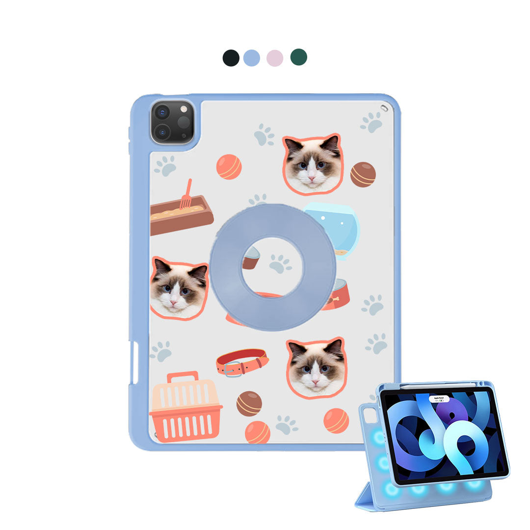 iPad Detachable Flip Cover - Pet Grid Kitty Cozy Corner