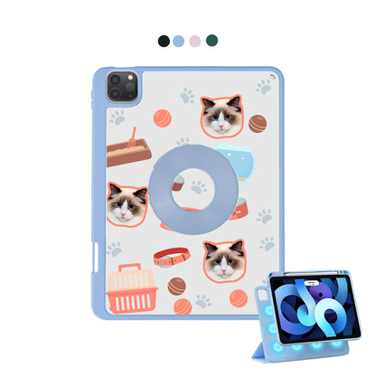 iPad Detachable Flip Cover - Pet Grid Kitty Cozy Corner