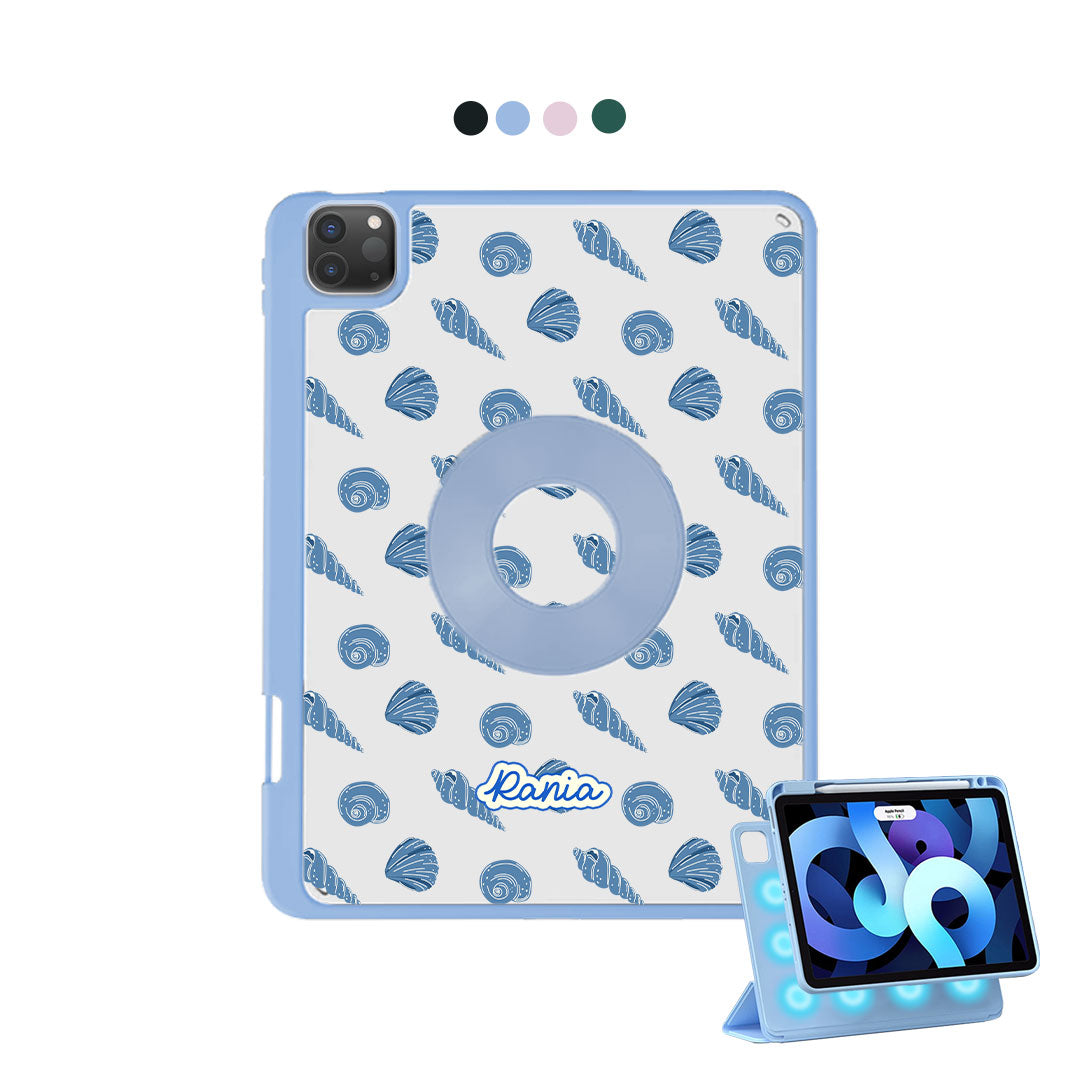 iPad Detachable Flip Cover - Blue sea shells