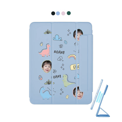 iPad Detachable Flip Cover - Face Grid Dino