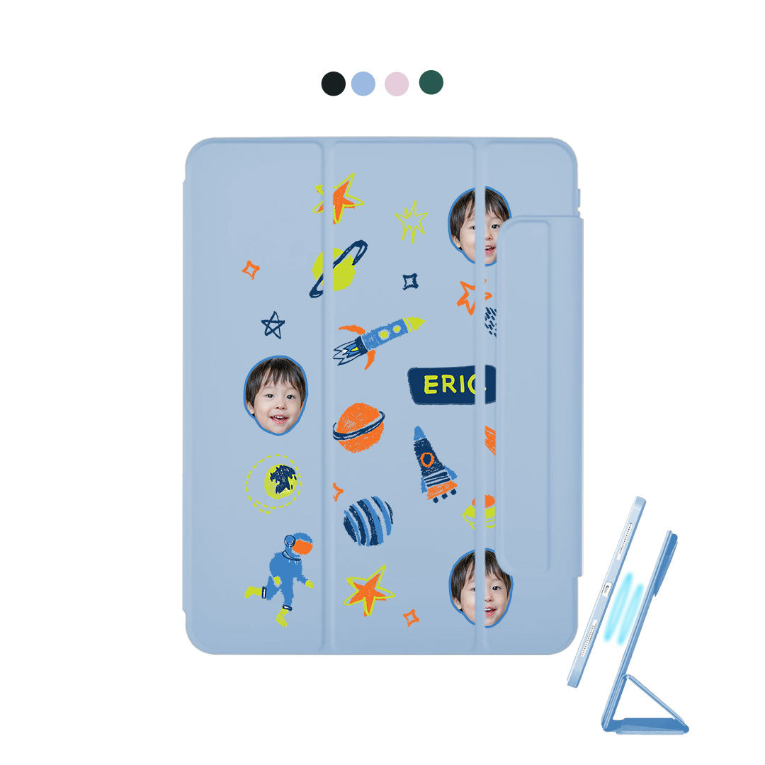 iPad Detachable Flip Cover - Face Grid Galaxy