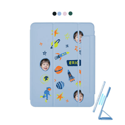 iPad Detachable Flip Cover - Face Grid Galaxy