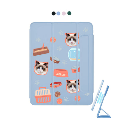 iPad Detachable Flip Cover - Pet Grid Kitty Cozy Corner