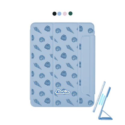 iPad Detachable Flip Cover - Blue sea shells