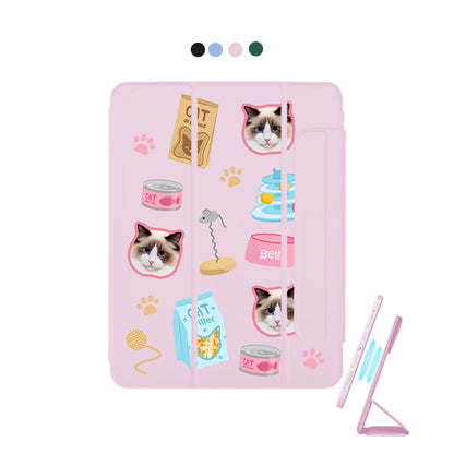 iPad Detachable Flip Cover - Pet Grid Kitty Playtime