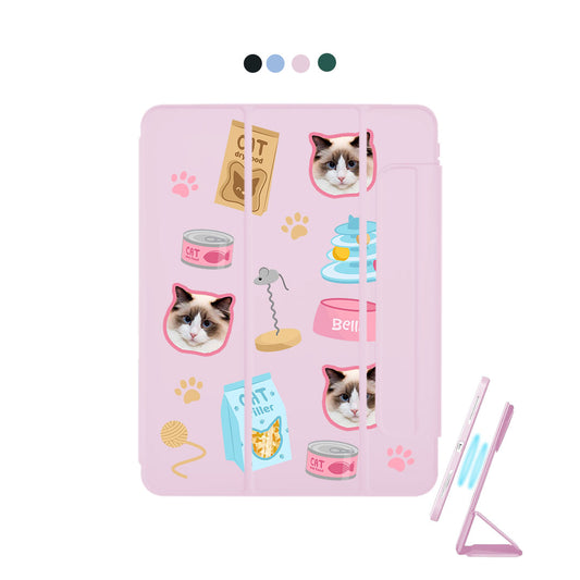 iPad Detachable Flip Cover - Pet Grid Kitty Playtime