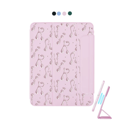 iPad Detachable Flip Cover - Pink chrome monogram 2.0