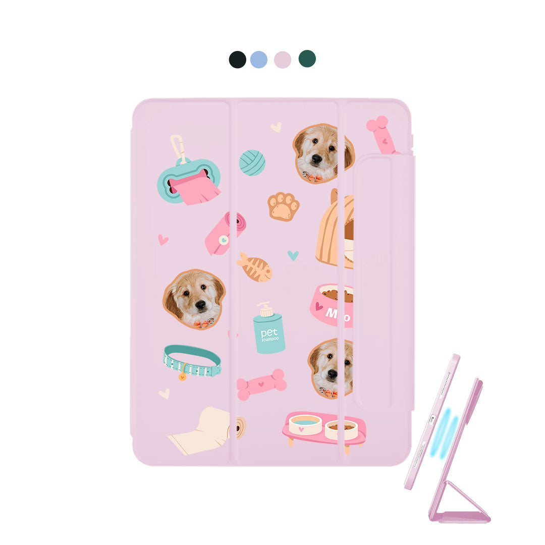 iPad Detachable Flip Cover - Pet Grid Puppy Life