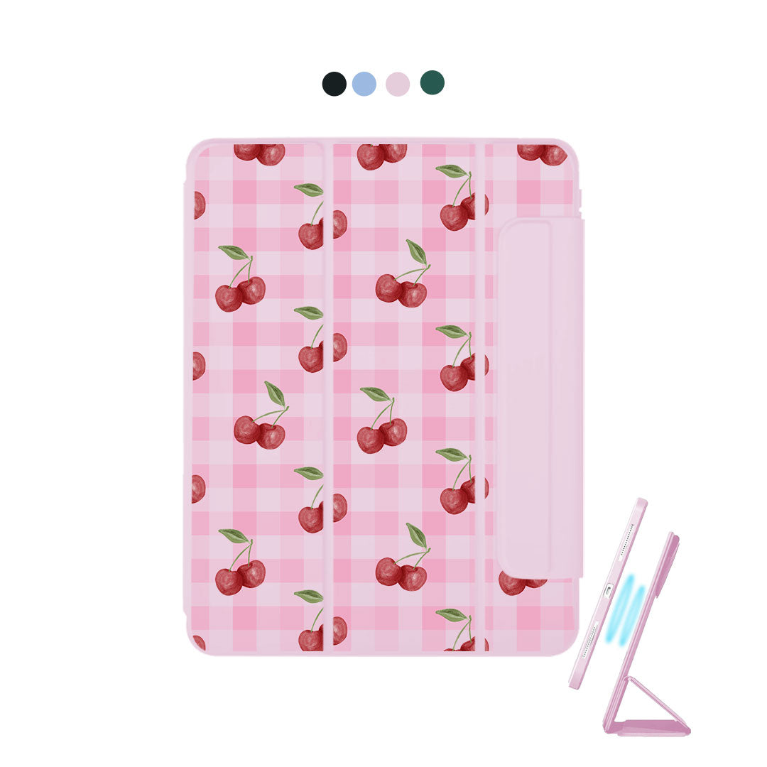 iPad Detachable Flip Cover - Cherry tartan