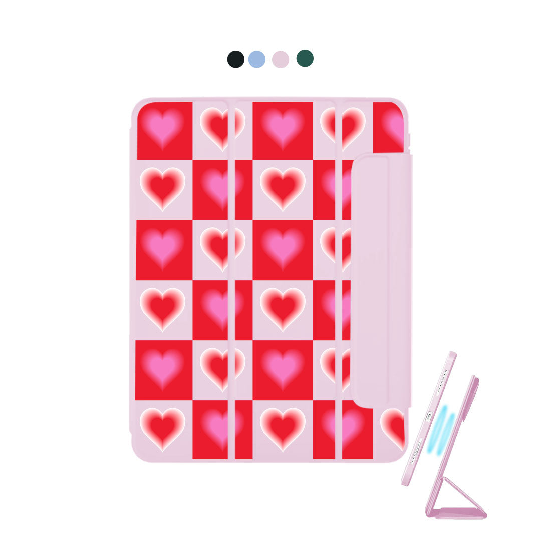 iPad Detachable Flip Cover - Love checkered