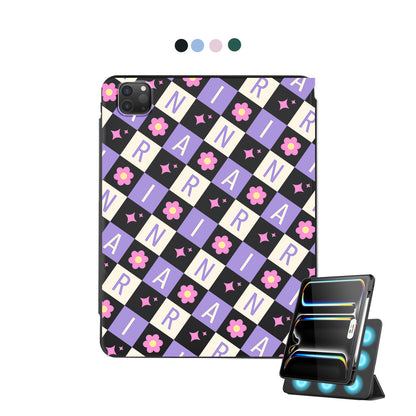iPad Detachable Flip Cover - Flower Grid Monogram 3.0