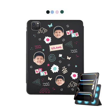 iPad Detachable Flip Cover - Face Grid Abstract