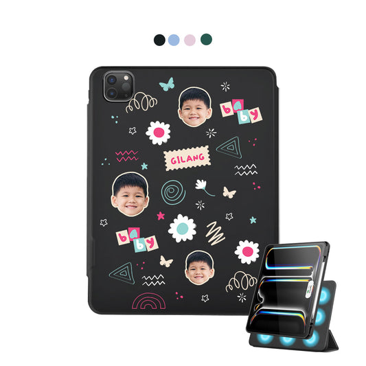 iPad Detachable Flip Cover - Face Grid Abstract