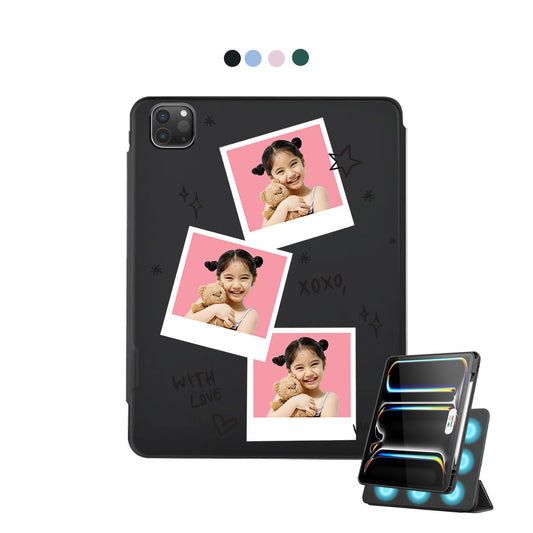 iPad Detachable Flip Cover - Face Grid White Polaroid