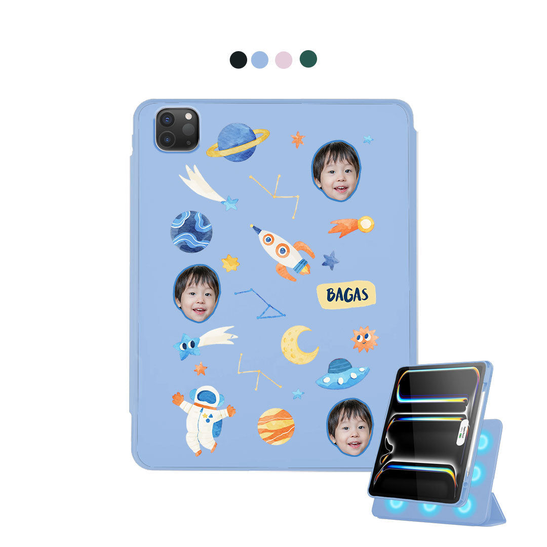 iPad Detachable Flip Cover - Face Grid Astronaut