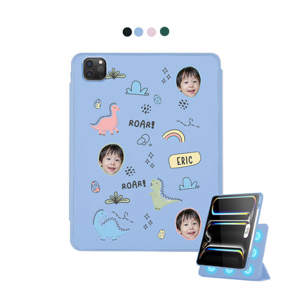 iPad Detachable Flip Cover - Face Grid Dino