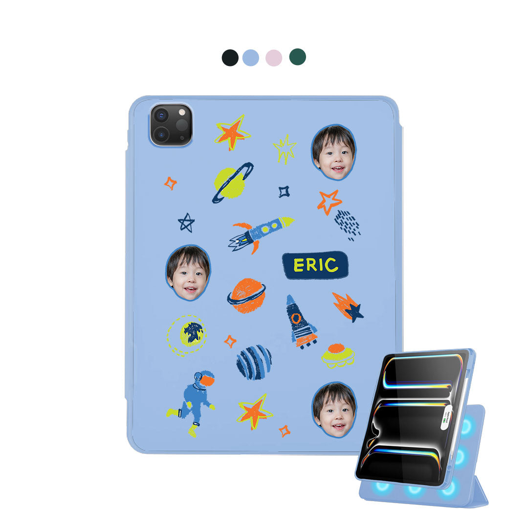 iPad Detachable Flip Cover - Face Grid Galaxy