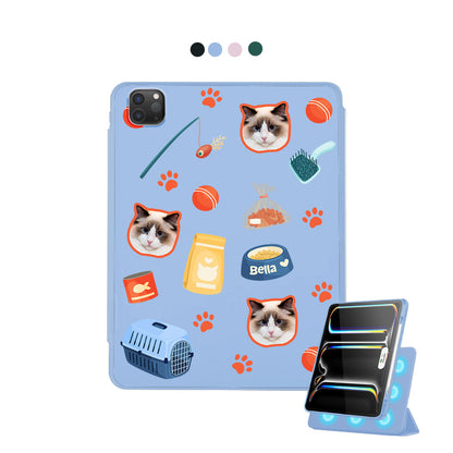 iPad Detachable Flip Cover - Pet Grid Kitty Adventures