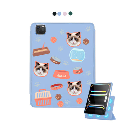 iPad Detachable Flip Cover - Pet Grid Kitty Cozy Corner