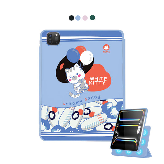 iPad Detachable Flip Cover - White Kitty