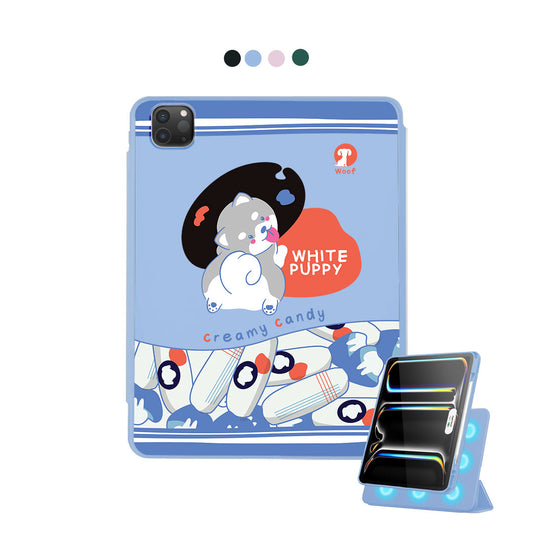 iPad Detachable Flip Cover - White Puppy