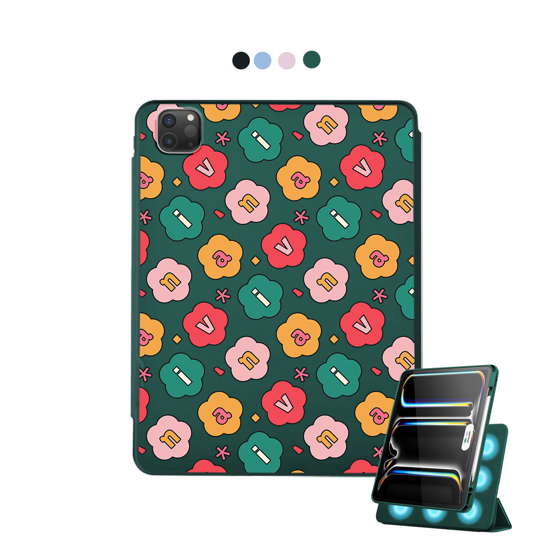 iPad Detachable Flip Cover - Flower Petals Monogram 3.0