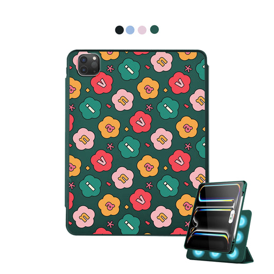 iPad Detachable Flip Cover - Flower Petals Monogram 3.0