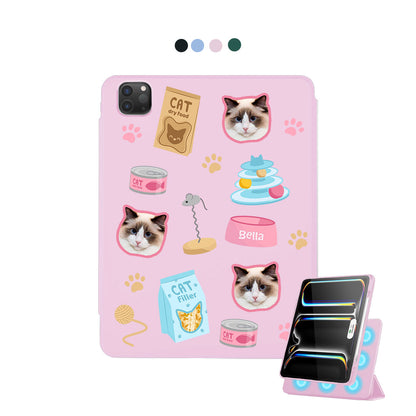 iPad Detachable Flip Cover - Pet Grid Kitty Playtime