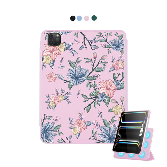 iPad Detachable Flip Cover - Pink & Blue Florals