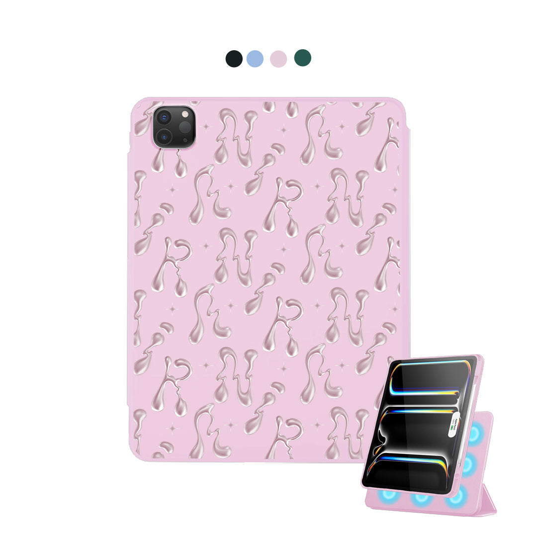 iPad Detachable Flip Cover - Pink chrome monogram 2.0