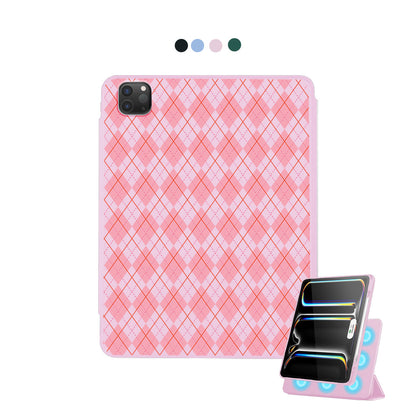 iPad Detachable Flip Cover - Pink argyle