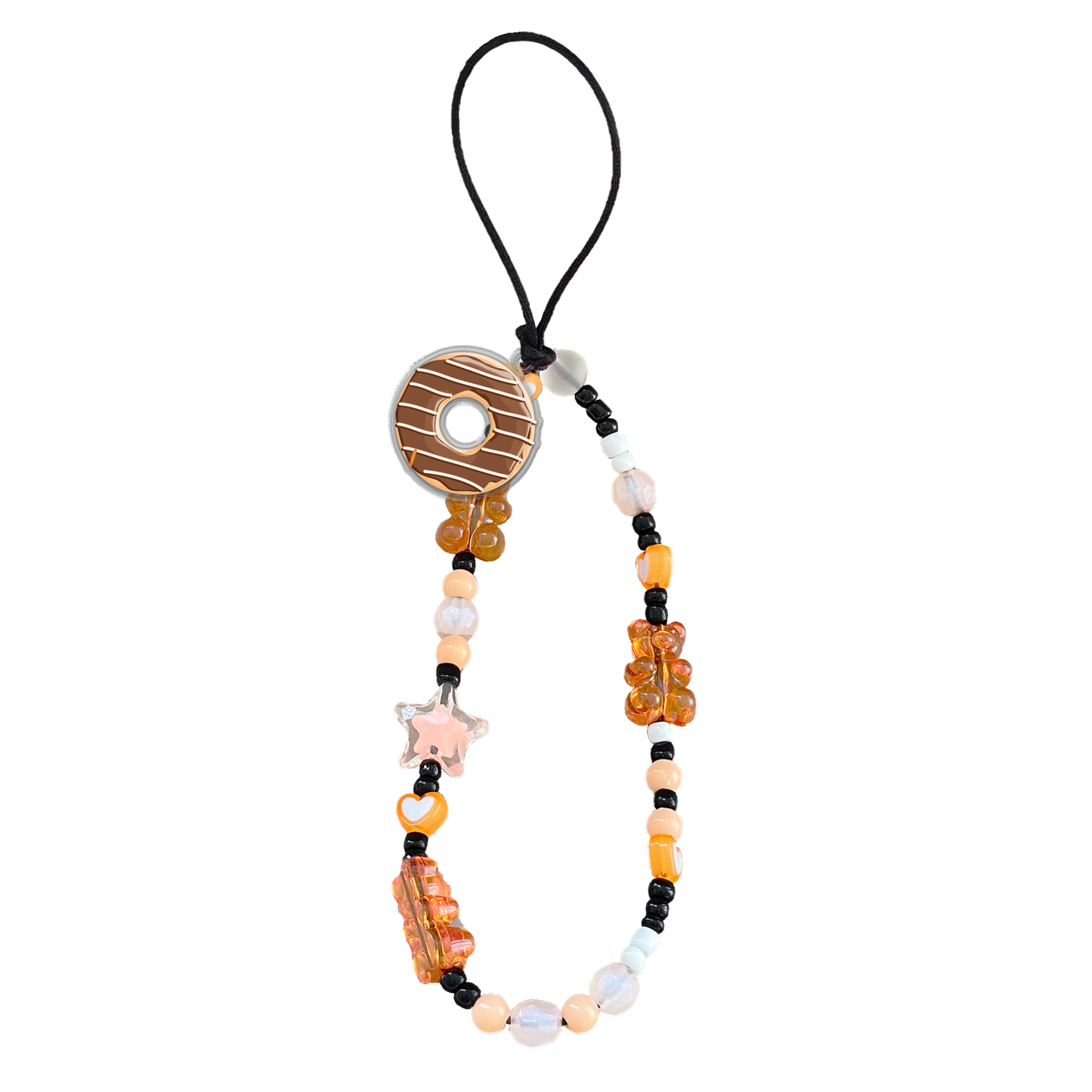 Beaded Strap with Acrylic Charm  - Doughnut