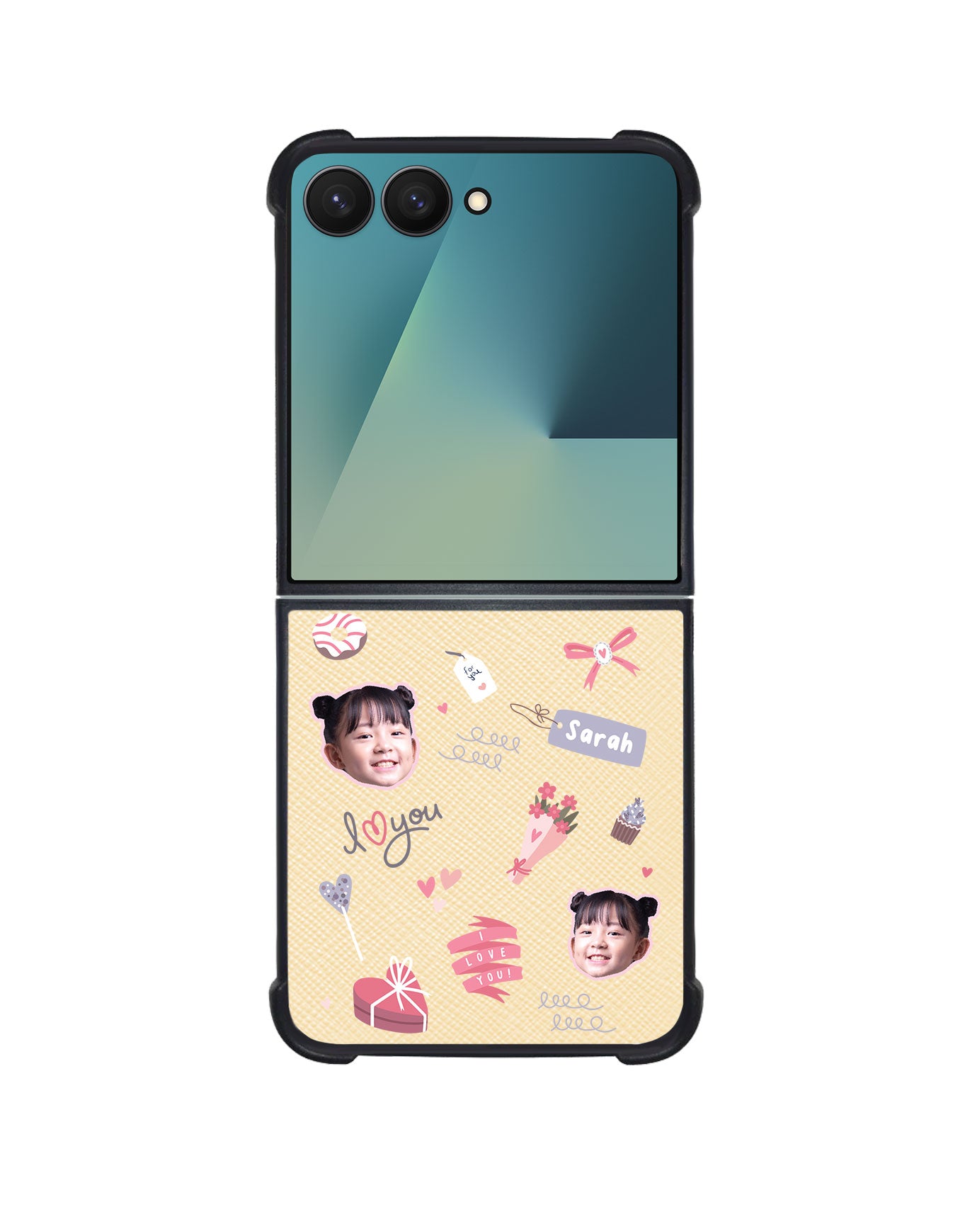 Android Flip / Fold Leather Grip - Face Grid Lovely