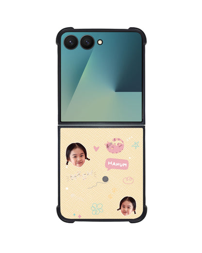 Android Flip / Fold Leather Grip - Face Grid Kitty