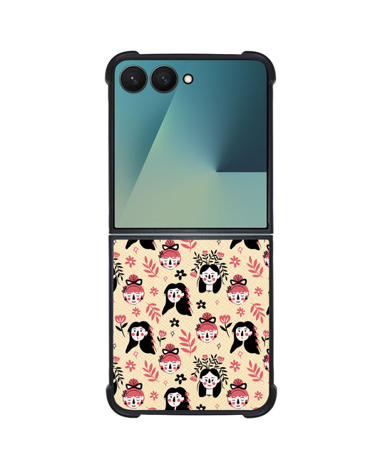 Android Flip / Fold Leather Grip - Flowery Faces