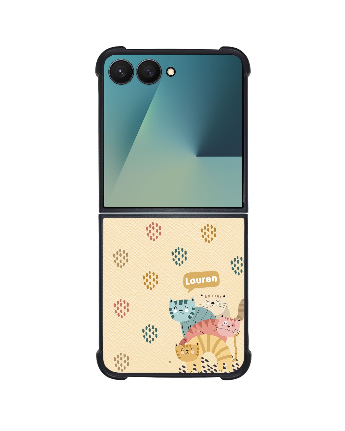 Android Flip / Fold Leather Grip - Rainbow Meow 2.0