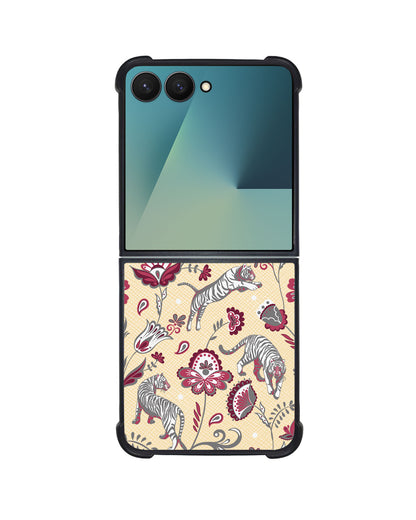 Android Flip / Fold Leather Grip - Tiger & Floral 6.0