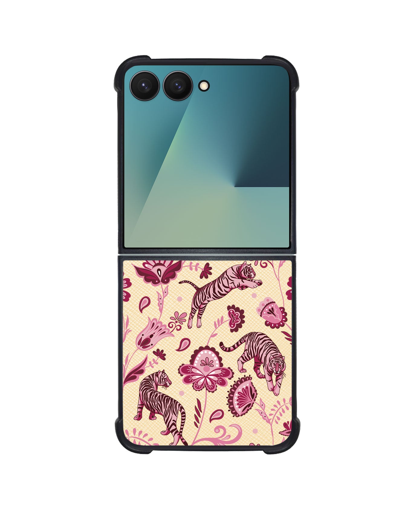 Android Flip / Fold Leather Grip - Tiger & Floral 2.0